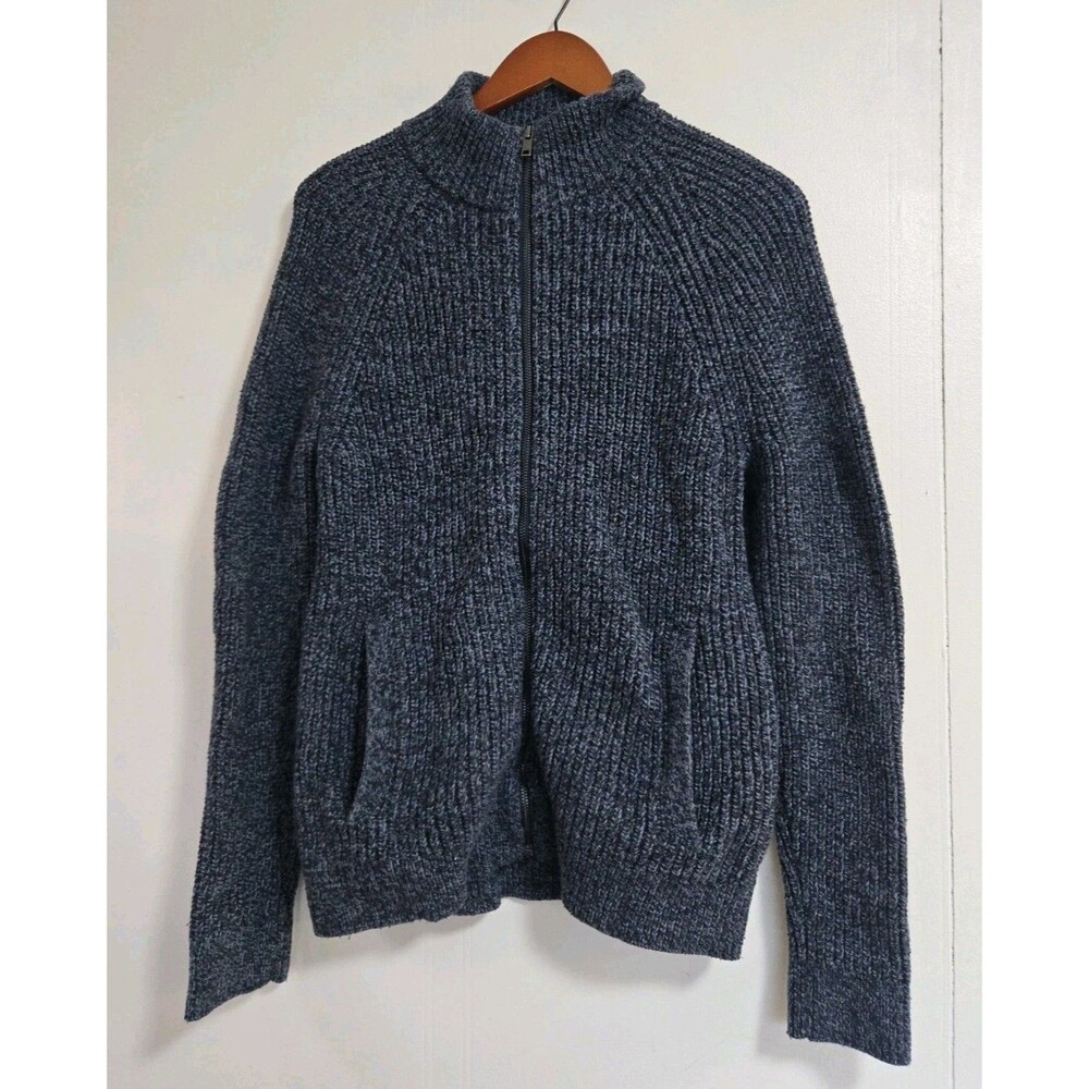 Banana Republic Sweater Mens M 1/4 Quarter Zip Pullover Blue Marled Preppy